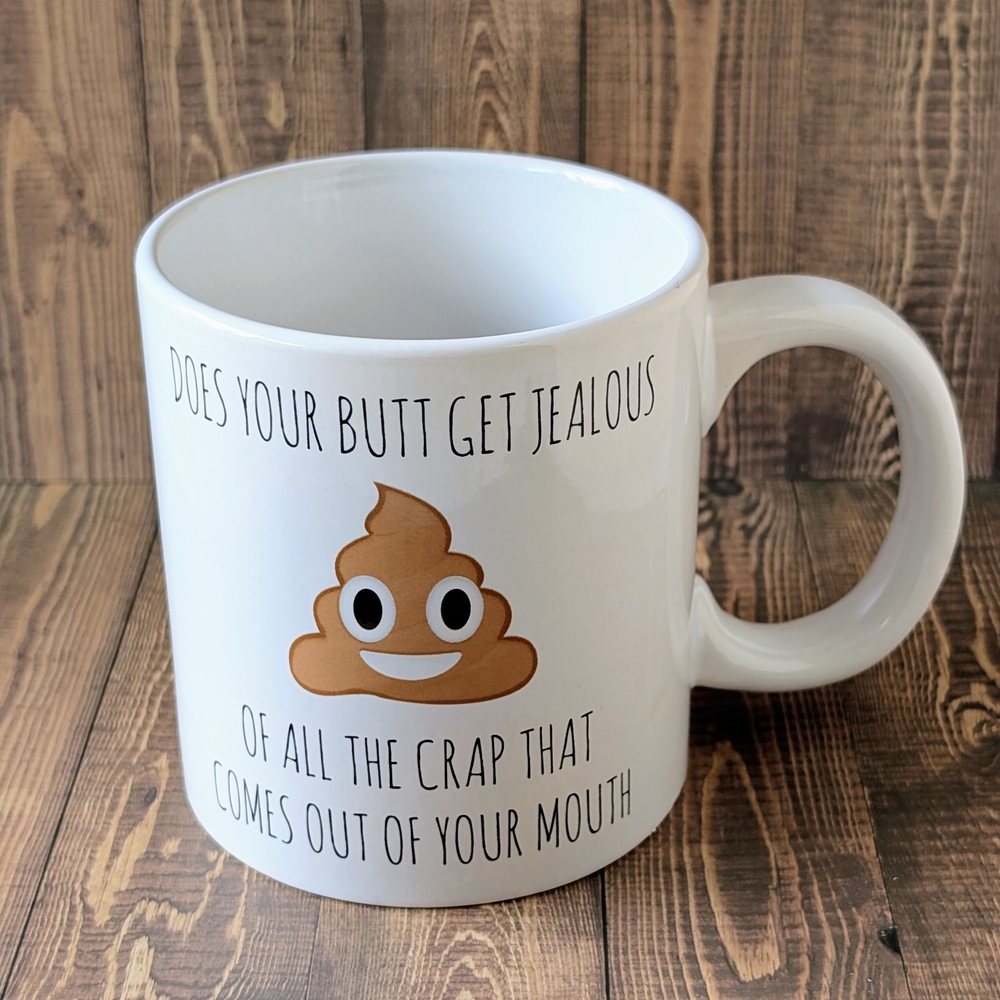White Ceramic Mug with Emoji Design